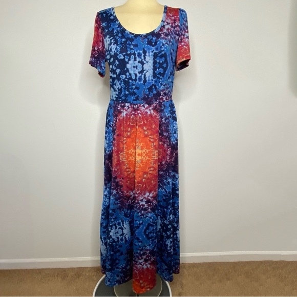 LuLaRoe Riley Tie Dye Midi Dress - Picture 1 of 7